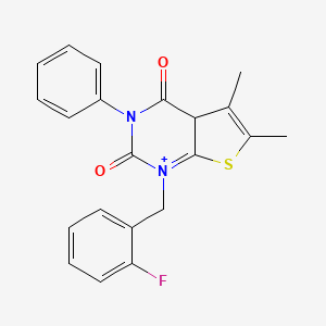 molecular formula C21H17FN2O2S B2709025 1-[(2-fluorophenyl)methyl]-5,6-dimethyl-3-phenyl-4aH-thieno[2,3-d]pyrimidin-1-ium-2,4-dione CAS No. 899929-14-7