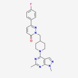 molecular formula C23H24FN7O B2709026 2-[[1-(1,6-Dimethylpyrazolo[3,4-d]pyrimidin-4-yl)piperidin-4-yl]methyl]-6-(4-fluorophenyl)pyridazin-3-one CAS No. 2380188-18-9