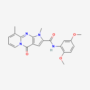 molecular formula C21H20N4O4 B2709041 N-(2,5-dimethoxyphenyl)-1,9-dimethyl-4-oxo-1,4-dihydropyrido[1,2-a]pyrrolo[2,3-d]pyrimidine-2-carboxamide CAS No. 864855-67-4
