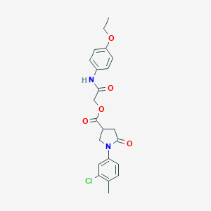 molecular formula C22H23ClN2O5 B270905 2-(4-Ethoxyanilino)-2-oxoethyl 1-(3-chloro-4-methylphenyl)-5-oxo-3-pyrrolidinecarboxylate 