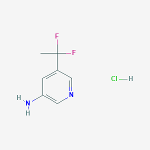molecular formula C7H9ClF2N2 B2709053 5-(1,1-二氟乙基)吡啶-3-胺；盐酸盐 CAS No. 2361678-64-8