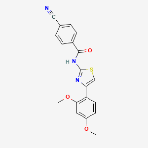 molecular formula C19H15N3O3S B2709057 4-cyano-N-[4-(2,4-dimethoxyphenyl)-1,3-thiazol-2-yl]benzamide CAS No. 476641-59-5