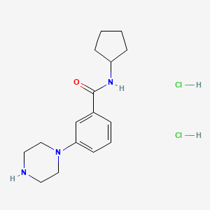 molecular formula C16H25Cl2N3O B2709059 N-cyclopentyl-3-(piperazin-1-yl)benzamide dihydrochloride CAS No. 2320602-10-4