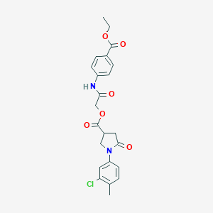 molecular formula C23H23ClN2O6 B270906 2-[4-(Ethoxycarbonyl)anilino]-2-oxoethyl 1-(3-chloro-4-methylphenyl)-5-oxo-3-pyrrolidinecarboxylate 