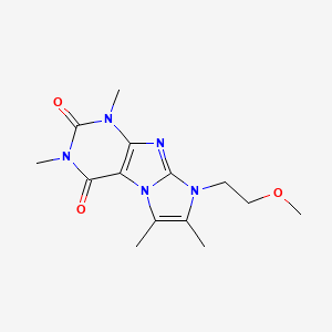 molecular formula C14H19N5O3 B2709060 8-(2-甲氧基乙基)-1,3,6,7-四甲基-1H-咪唑并[2,1-f]嘧啶-2,4(3H,8H)-二酮 CAS No. 876902-73-7