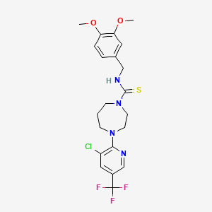 molecular formula C21H24ClF3N4O2S B2709062 4-[3-chloro-5-(trifluoromethyl)pyridin-2-yl]-N-[(3,4-dimethoxyphenyl)methyl]-1,4-diazepane-1-carbothioamide CAS No. 1022362-61-3