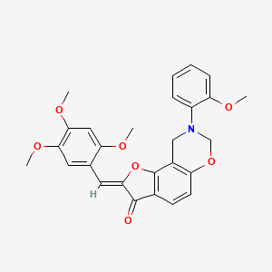 molecular formula C27H25NO7 B2709096 (Z)-8-(2-methoxyphenyl)-2-(2,4,5-trimethoxybenzylidene)-8,9-dihydro-2H-benzofuro[7,6-e][1,3]oxazin-3(7H)-one CAS No. 929444-78-0