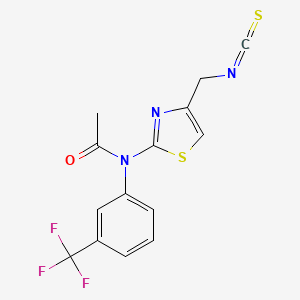 molecular formula C14H10F3N3OS2 B2709104 N-[4-(异硫氰酸甲基)-1,3-噻唑-2-基]-N-[3-(三氟甲基)苯基]乙酰胺 CAS No. 790681-65-1