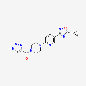 molecular formula C18H20N8O2 B2709110 (4-(5-(5-环丙基-1,2,4-噁二唑-3-基)吡啶-2-基)哌嗪-1-基)(1-甲基-1H-1,2,3-三唑-4-基)甲酮 CAS No. 1396793-49-9