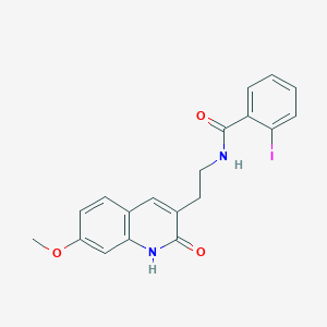 molecular formula C19H17IN2O3 B2709114 2-碘-N-[2-(7-甲氧基-2-氧代-1H-喹啉-3-基)乙基]苯甲酰胺 CAS No. 851405-97-5