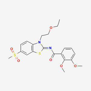 molecular formula C21H24N2O6S2 B2709122 (E)-N-(3-(2-ethoxyethyl)-6-(methylsulfonyl)benzo[d]thiazol-2(3H)-ylidene)-2,3-dimethoxybenzamide CAS No. 897615-56-4