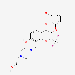 molecular formula C24H25F3N2O6 B2709127 7-hydroxy-8-((4-(2-hydroxyethyl)piperazin-1-yl)methyl)-3-(3-methoxyphenoxy)-2-(trifluoromethyl)-4H-chromen-4-one CAS No. 848214-35-7
