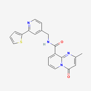molecular formula C20H16N4O2S B2709137 2-methyl-4-oxo-N-((2-(thiophen-2-yl)pyridin-4-yl)methyl)-4H-pyrido[1,2-a]pyrimidine-9-carboxamide CAS No. 1903262-37-2
