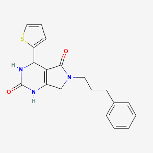 6-(3-phenylpropyl)-4-(thiophen-2-yl)-1H,2H,3H,4H,5H,6H,7H-pyrrolo[3,4-d]pyrimidine-2,5-dione