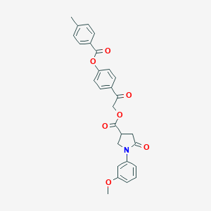 molecular formula C28H25NO7 B270914 2-(4-{[(4-Methylphenyl)carbonyl]oxy}phenyl)-2-oxoethyl 1-(3-methoxyphenyl)-5-oxopyrrolidine-3-carboxylate 