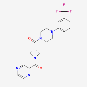 molecular formula C20H20F3N5O2 B2709140 吡嗪-2-基(3-(4-(3-(三氟甲基)苯基)哌嗪-1-甲酰)氮杂环丁烷-1-基)甲酮 CAS No. 1396873-21-4