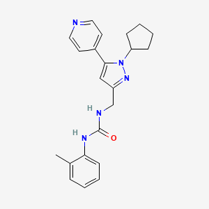 molecular formula C22H25N5O B2709156 1-((1-cyclopentyl-5-(pyridin-4-yl)-1H-pyrazol-3-yl)methyl)-3-(o-tolyl)urea CAS No. 1421501-70-3