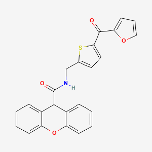 molecular formula C24H17NO4S B2709163 N-((5-(呋喃-2-基甲酰)噻吩-2-基)甲基)-9H-黄色素-9-甲酸酰胺 CAS No. 1797546-91-8