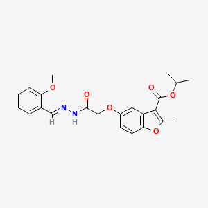 molecular formula C23H24N2O6 B2709166 (E)-isopropyl 5-(2-(2-(2-methoxybenzylidene)hydrazinyl)-2-oxoethoxy)-2-methylbenzofuran-3-carboxylate CAS No. 499210-78-5