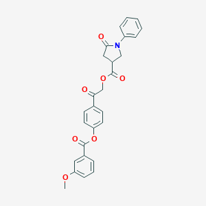 molecular formula C27H23NO7 B270918 2-{4-[(3-Methoxybenzoyl)oxy]phenyl}-2-oxoethyl 5-oxo-1-phenyl-3-pyrrolidinecarboxylate 