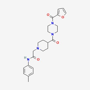 molecular formula C24H30N4O4 B2709182 2-(4-(4-(furan-2-carbonyl)piperazine-1-carbonyl)piperidin-1-yl)-N-(p-tolyl)acetamide CAS No. 941969-95-5