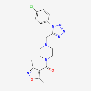 molecular formula C18H20ClN7O2 B2709183 (4-((1-(4-chlorophenyl)-1H-tetrazol-5-yl)methyl)piperazin-1-yl)(3,5-dimethylisoxazol-4-yl)methanone CAS No. 1049387-64-5