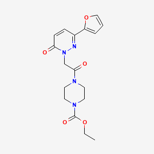 molecular formula C17H20N4O5 B2709184 乙酸 4-{[3-(呋喃-2-基)-6-氧代吡啶并-1(6H)-基]乙酰}哌嗪-1-甲酸酯 CAS No. 1210500-14-3
