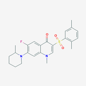 molecular formula C24H27FN2O3S B2709189 3-((2,5-dimethylphenyl)sulfonyl)-6-fluoro-1-methyl-7-(2-methylpiperidin-1-yl)quinolin-4(1H)-one CAS No. 892779-87-2
