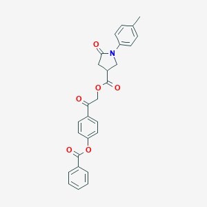 molecular formula C27H23NO6 B270919 2-[4-(Benzoyloxy)phenyl]-2-oxoethyl 1-(4-methylphenyl)-5-oxo-3-pyrrolidinecarboxylate 