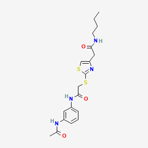 molecular formula C19H24N4O3S2 B2709192 N-(3-acetamidophenyl)-2-((4-(2-(butylamino)-2-oxoethyl)thiazol-2-yl)thio)acetamide CAS No. 954039-54-4