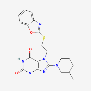 7-(2-(benzo[d]oxazol-2-ylthio)ethyl)-3-methyl-8-(3-methylpiperidin-1-yl)-1H-purine-2,6(3H,7H)-dione