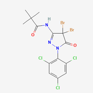 N-[4,4-dibromo-5-oxo-1-(2,4,6-trichlorophenyl)-4,5-dihydro-1H-pyrazol-3-yl]-2,2-dimethylpropanamide