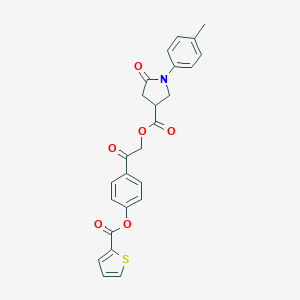 molecular formula C25H21NO6S B270922 2-Oxo-2-{4-[(2-thienylcarbonyl)oxy]phenyl}ethyl 1-(4-methylphenyl)-5-oxo-3-pyrrolidinecarboxylate 