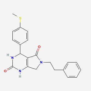 molecular formula C21H21N3O2S B2709256 4-(4-(methylthio)phenyl)-6-phenethyl-3,4,6,7-tetrahydro-1H-pyrrolo[3,4-d]pyrimidine-2,5-dione CAS No. 940745-85-7