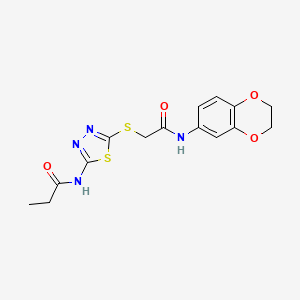 N-[5-[2-(2,3-dihydro-1,4-benzodioxin-6-ylamino)-2-oxoethyl]sulfanyl-1,3,4-thiadiazol-2-yl]propanamide