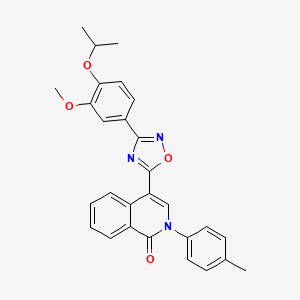 molecular formula C28H25N3O4 B2709265 4-(3-(4-isopropoxy-3-methoxyphenyl)-1,2,4-oxadiazol-5-yl)-2-(p-tolyl)isoquinolin-1(2H)-one CAS No. 1326925-59-0
