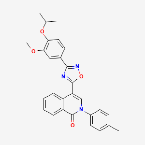 molecular formula C28H25N3O4 B2709265 4-{3-[3-methoxy-4-(propan-2-yloxy)phenyl]-1,2,4-oxadiazol-5-yl}-2-(4-methylphenyl)-1,2-dihydroisoquinolin-1-one CAS No. 1326925-59-0