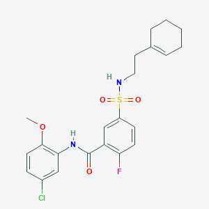 molecular formula C22H24ClFN2O4S B2709274 N-(5-chloro-2-methoxyphenyl)-5-[2-(cyclohexen-1-yl)ethylsulfamoyl]-2-fluorobenzamide CAS No. 422555-01-9