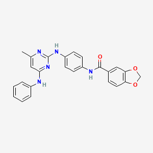 molecular formula C25H21N5O3 B2709284 N-(4-((4-甲基-6-(苯基氨基)嘧啶-2-基)氨基)苯基)苯并[d][1,3]二噁烷-5-甲酰胺 CAS No. 941983-85-3