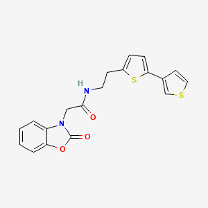 molecular formula C19H16N2O3S2 B2709286 N-(2-([2,3'-bithiophen]-5-yl)ethyl)-2-(2-oxobenzo[d]oxazol-3(2H)-yl)acetamide CAS No. 2034596-79-5