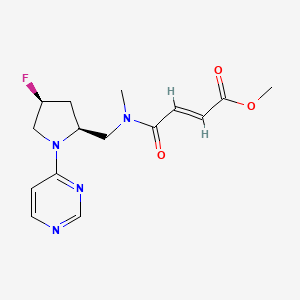 molecular formula C15H19FN4O3 B2709288 Methyl (E)-4-[[(2S,4S)-4-fluoro-1-pyrimidin-4-ylpyrrolidin-2-yl]methyl-methylamino]-4-oxobut-2-enoate CAS No. 2411179-99-0