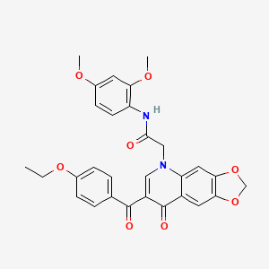 N-(2,4-dimethoxyphenyl)-2-[7-(4-ethoxybenzoyl)-8-oxo-2H,5H,8H-[1,3]dioxolo[4,5-g]quinolin-5-yl]acetamide