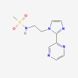 molecular formula C10H13N5O2S B2709302 N-(2-(2-(pyrazin-2-yl)-1H-imidazol-1-yl)ethyl)methanesulfonamide CAS No. 2034477-54-6