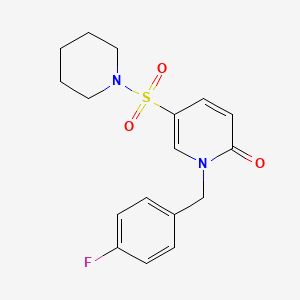 molecular formula C17H19FN2O3S B2709306 1-[(4-fluorophenyl)methyl]-5-(piperidine-1-sulfonyl)-1,2-dihydropyridin-2-one CAS No. 1251608-70-4