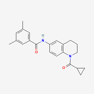molecular formula C22H24N2O2 B2709311 N-[1-(环丙烷甲酰)-3,4-二氢-2H-喹啉-6-基]-3,5-二甲基苯甲酰胺 CAS No. 899983-17-6