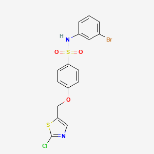 molecular formula C16H12BrClN2O3S2 B2709346 N-(3-bromophenyl)-4-[(2-chloro-1,3-thiazol-5-yl)methoxy]benzenesulfonamide CAS No. 339105-51-0