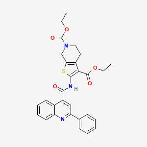 molecular formula C29H27N3O5S B2709351 diethyl 2-(2-phenylquinoline-4-carboxamido)-4,5-dihydrothieno[2,3-c]pyridine-3,6(7H)-dicarboxylate CAS No. 864926-58-9
