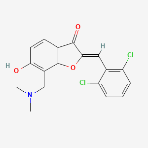 molecular formula C18H15Cl2NO3 B2709352 (Z)-2-(2,6-二氯苄亚甲基)-7-((二甲基氨基)甲基)-6-羟基苯并呋喃-3(2H)-酮 CAS No. 900279-69-8