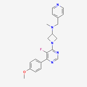 molecular formula C21H22FN5O B2709354 1-[5-Fluoro-6-(4-methoxyphenyl)pyrimidin-4-yl]-N-methyl-N-(pyridin-4-ylmethyl)azetidin-3-amine CAS No. 2380189-24-0
