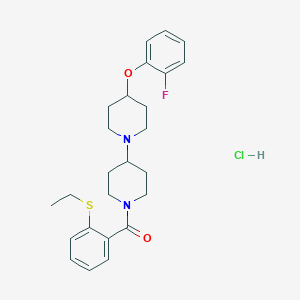 (2-Ethylsulfanylphenyl)-[4-[4-(2-fluorophenoxy)piperidin-1-yl]piperidin-1-yl]methanone;hydrochloride